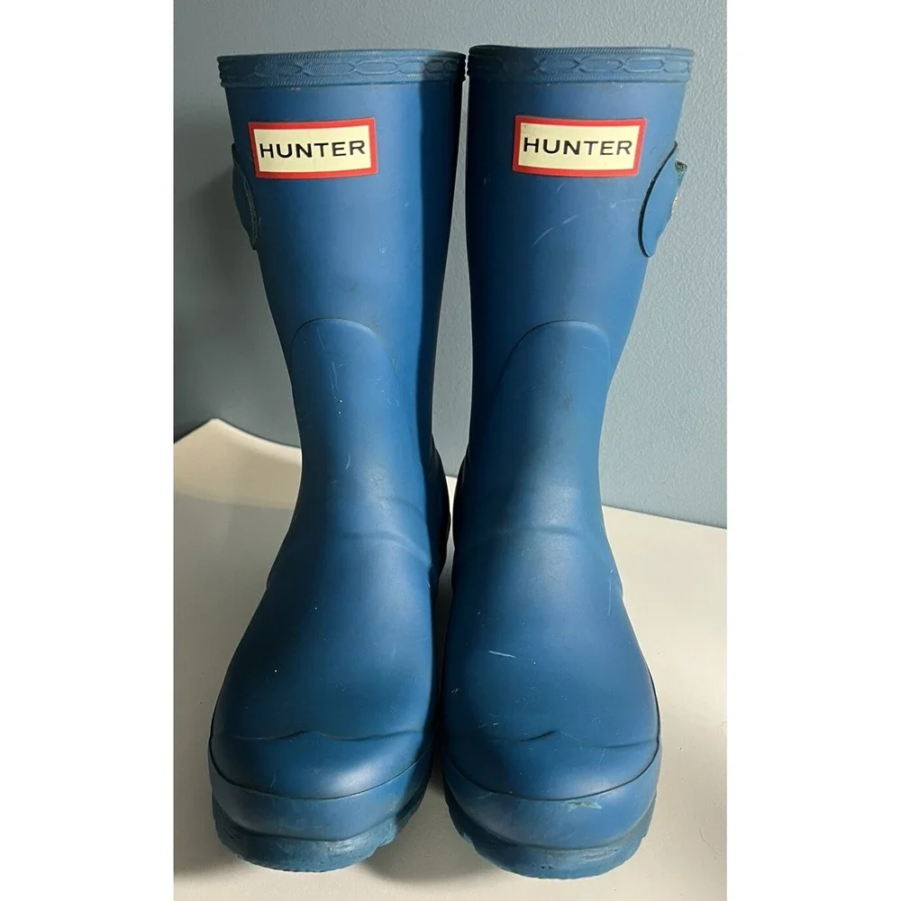 Hunter Rain Boots Youth Kids' 5M US Size Blue Rubber